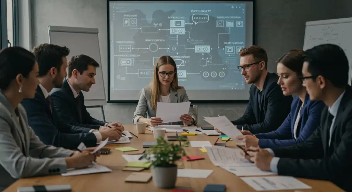 Business leaders discussing new data privacy regulations