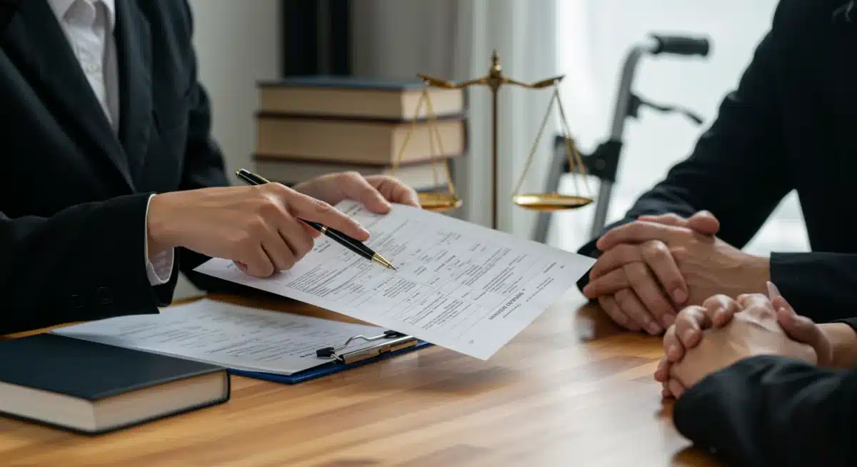 Legal professional reviewing disability application with a client