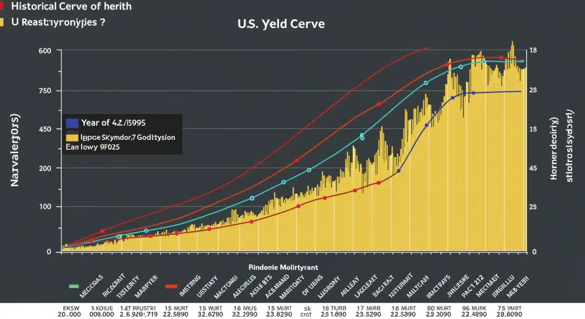 Infographic of US Treasury bond yield curve shifts and projections for 2025, illustrating investment opportunities.