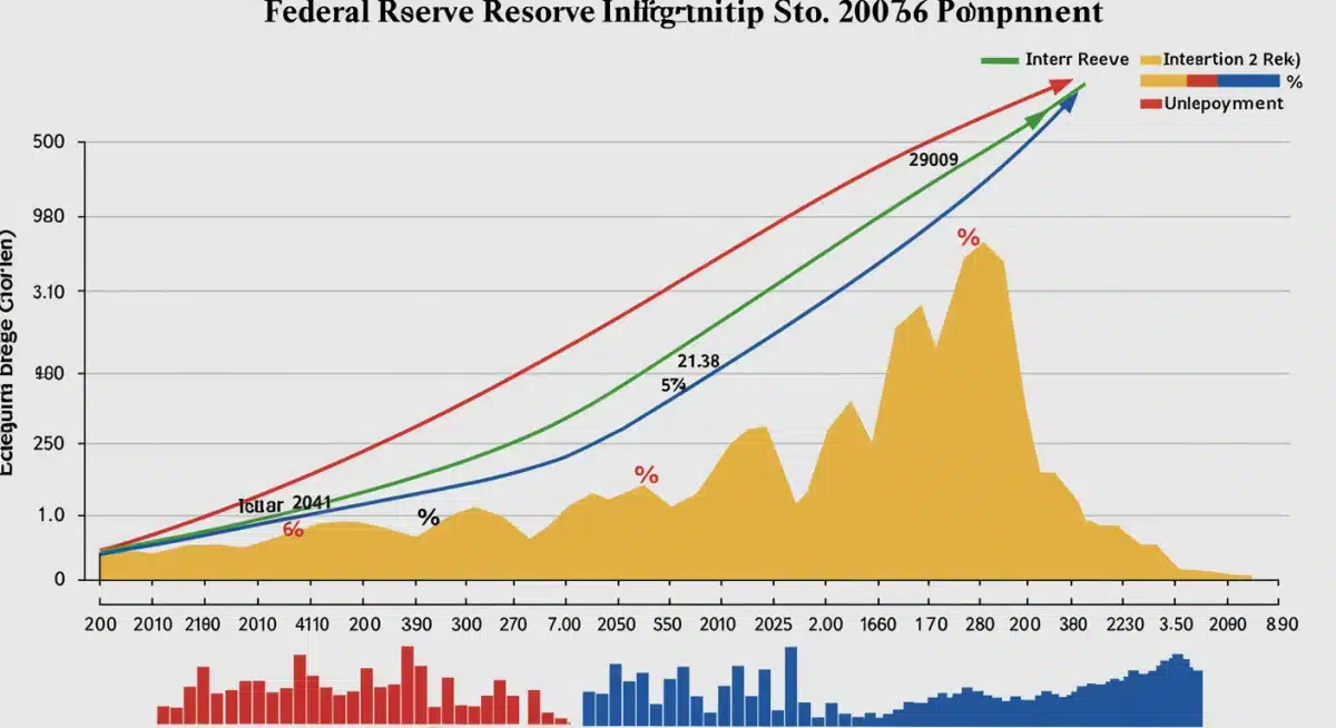 Infographic illustrating the intricate relationship between Federal Reserve interest rates, inflation, and unemployment rates.