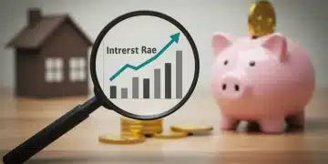 Graph showing rising interest rates impacting a house and piggy bank, symbolizing mortgage and savings