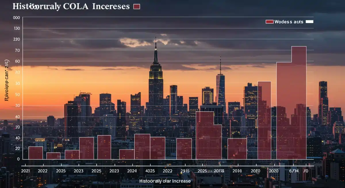 Historical COLA increases chart with projected 2026 federal benefits adjustment
