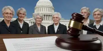 Gavel resting on HR 1234 bill, symbolizing Social Security reform passing the House, affecting 2026 retirees.