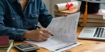 Student reviewing financial aid documents for appeal