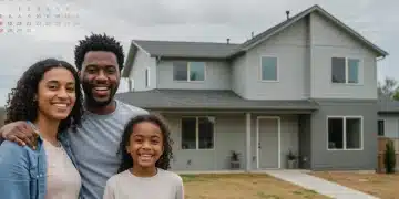 Family in front of new home, symbolizing federal housing assistance benefits in 2026