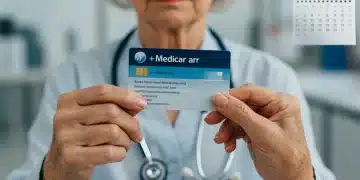 Senior woman holding Medicare card, contemplating 2026 premium changes