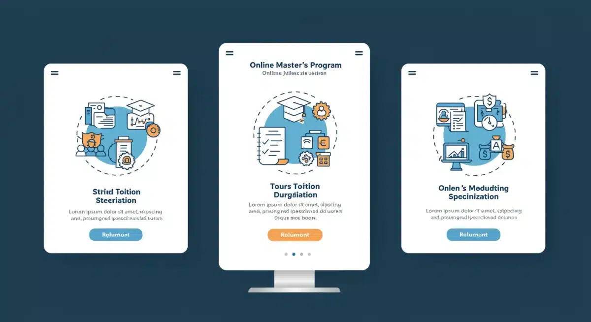 Infographic comparing key metrics of online master's programs.