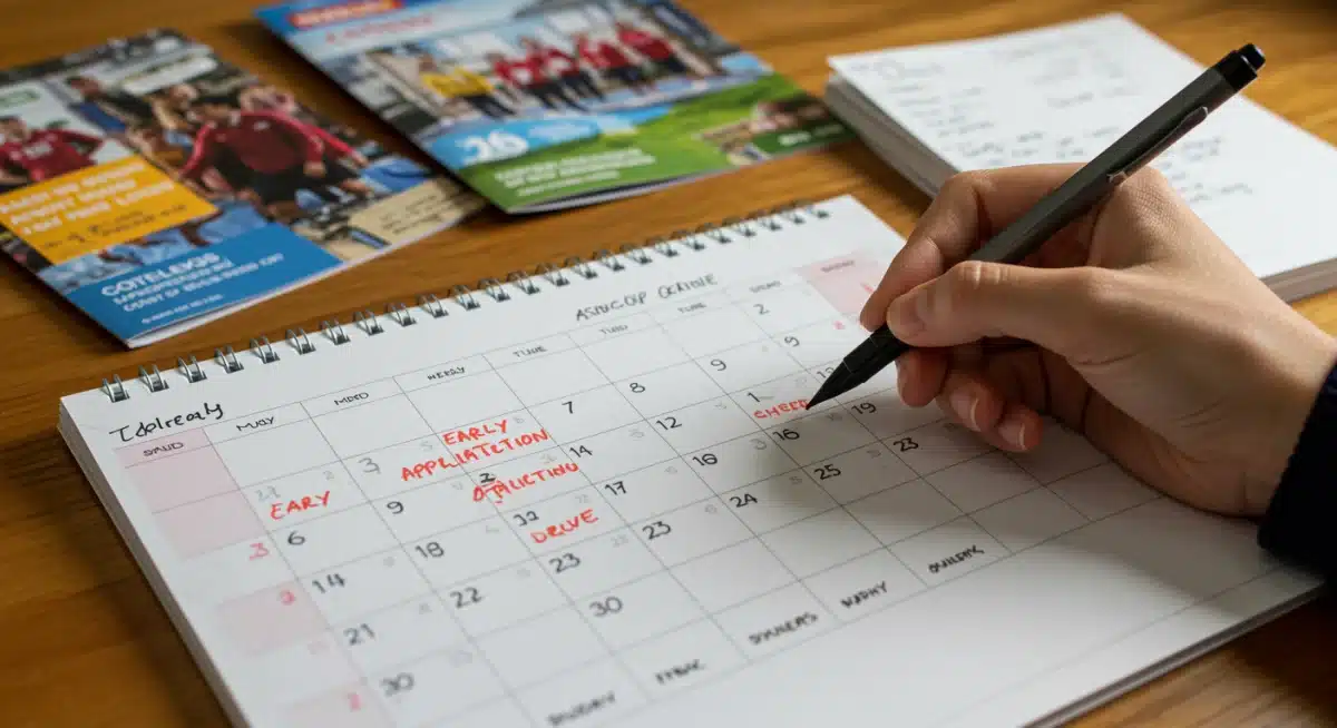 Student marking an early application deadline on a calendar.