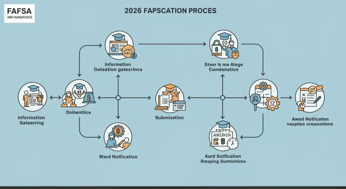 Simplified infographic of the 2026 FAFSA application process steps.