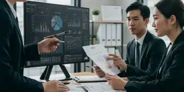 Financial advisors and clients analyzing 2026 tax code changes in a modern office