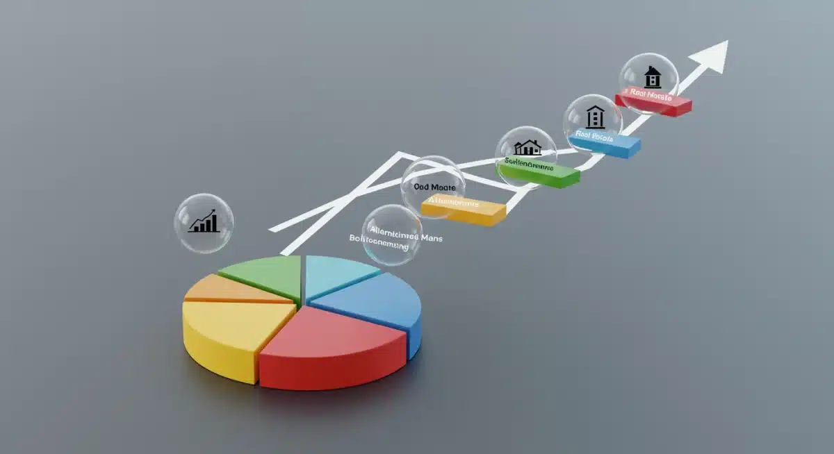 Diversified investment portfolio chart showing various asset classes