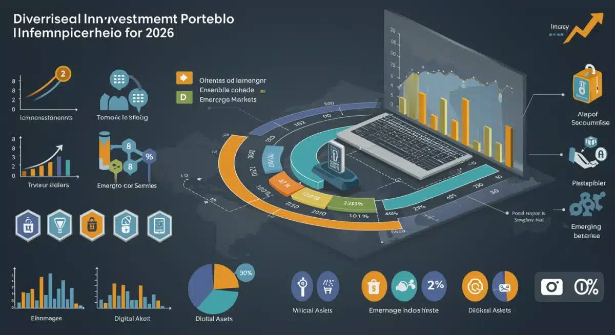 Infographic displaying diversified investment portfolio allocation for 2026