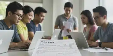 Students preparing for college financial aid with FAFSA forms