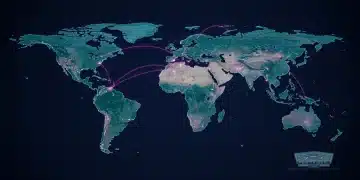 Global strategic priorities map with Pentagon emblem
