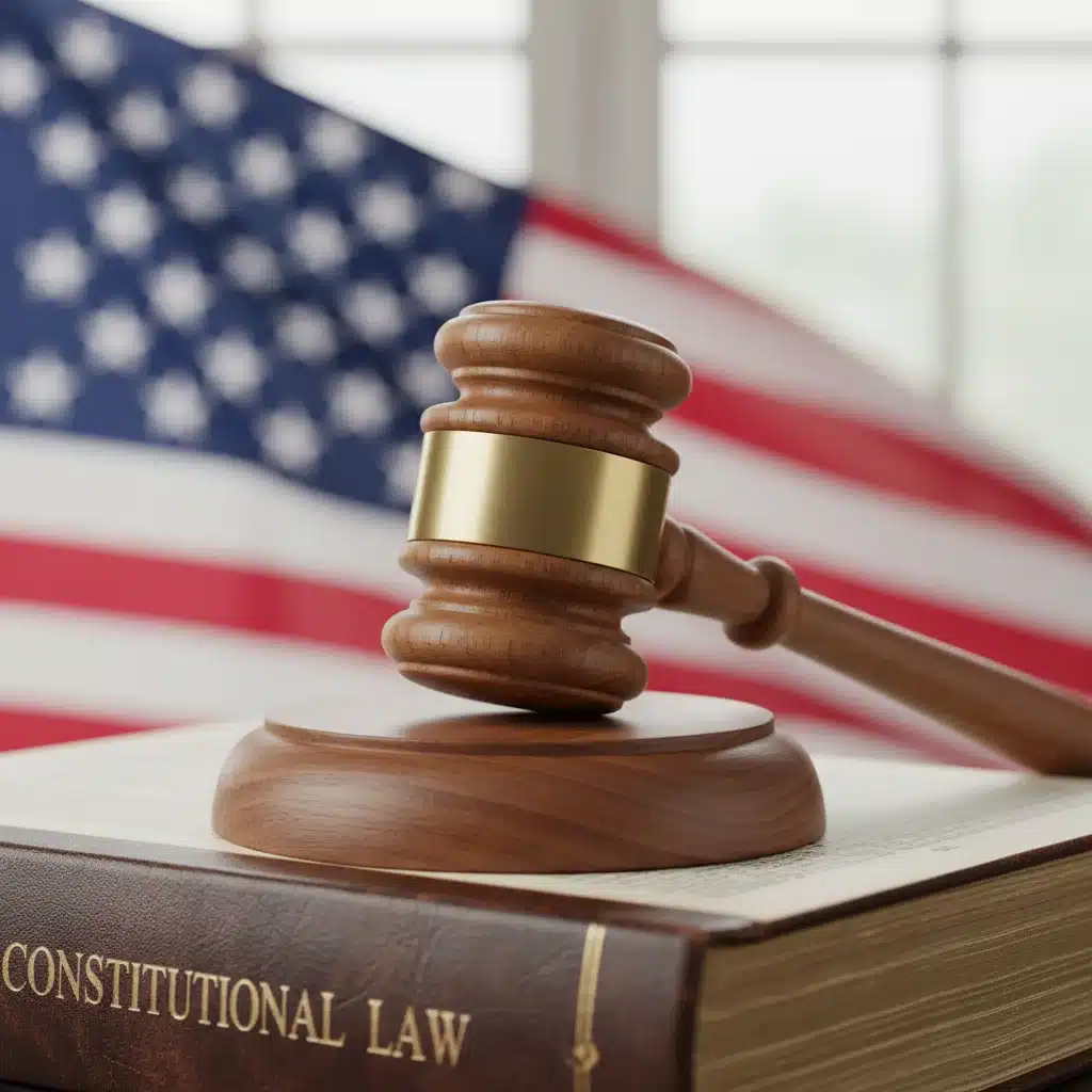 Gavel on law book, symbolizing judicial process and legal decisions.