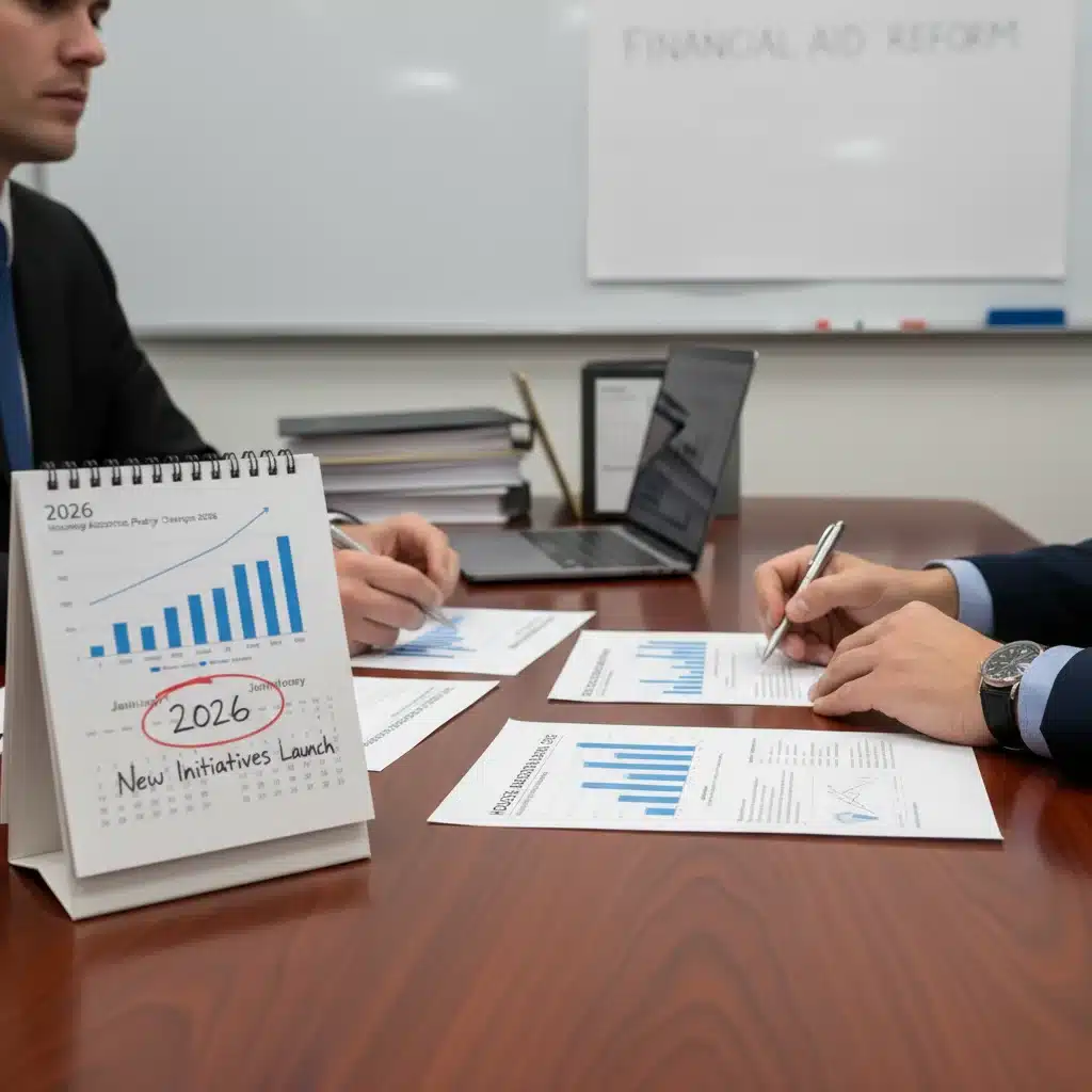 Hands analyzing documents showing a 15% aid increase and 2026 calendar, related to housing assistance guidelines.