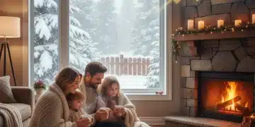 Family staying warm indoors during winter with LIHEAP assistance