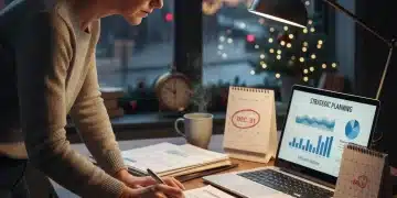 Financial professional reviewing 401k statements with a calendar showing December deadline