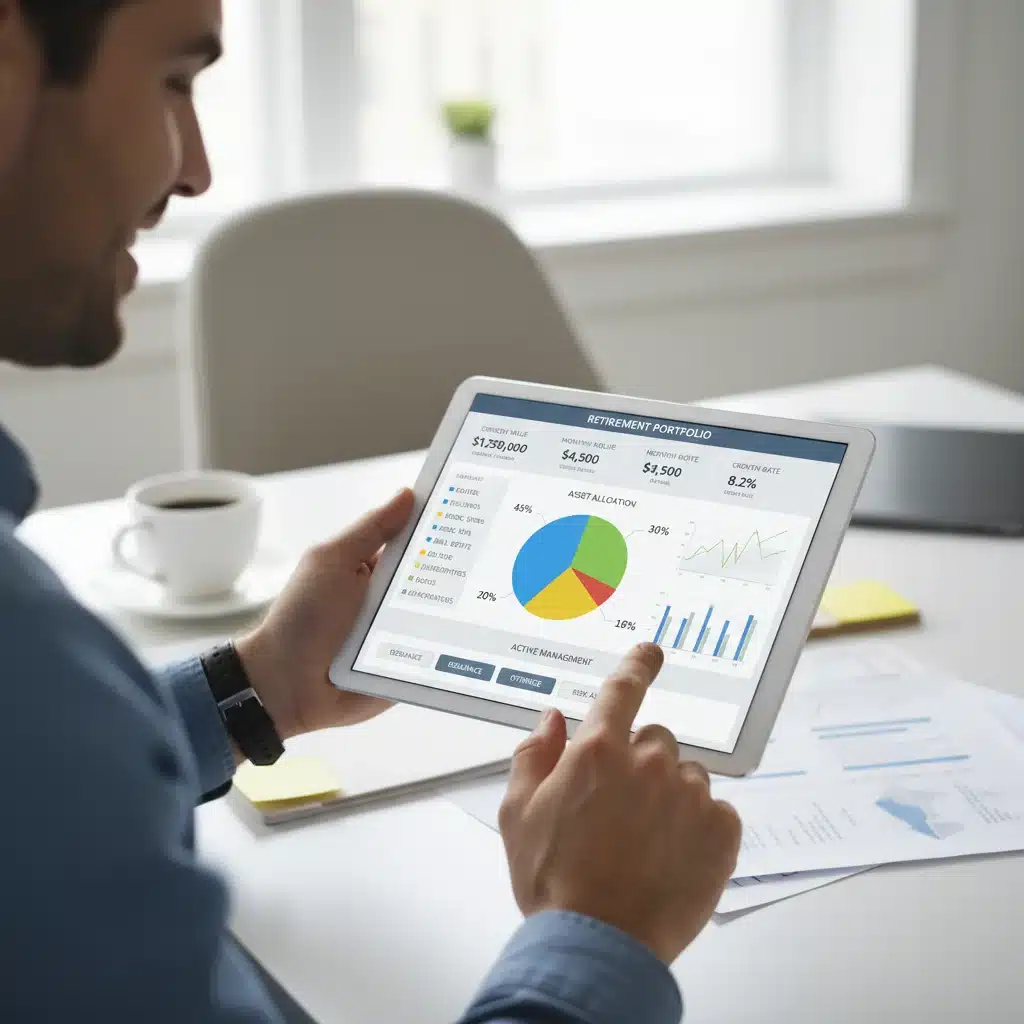 Individual managing retirement portfolio on a digital tablet