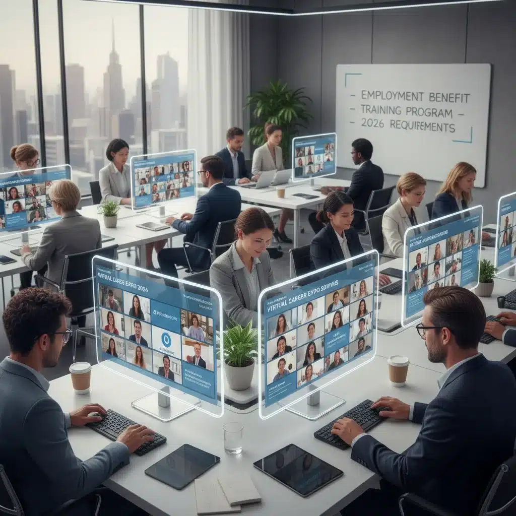 Job seekers participating in a virtual job training and placement program