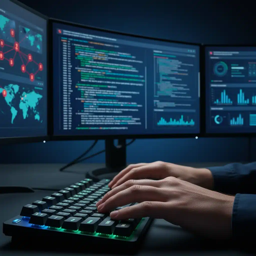 Cybersecurity analyst working on securing digital infrastructure, highlighting advanced technical skills.