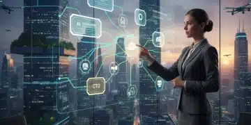 Professional analyzing future career paths with holographic certifications
