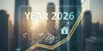 Graph showing rising interest rates towards 2026, with financial asset symbols.