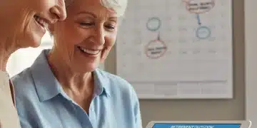 Senior couple reviewing financial data on a tablet for 2026 COLA planning