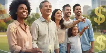 Diverse group smiling, symbolizing hope and financial aid from new 2026 federal benefits programs.