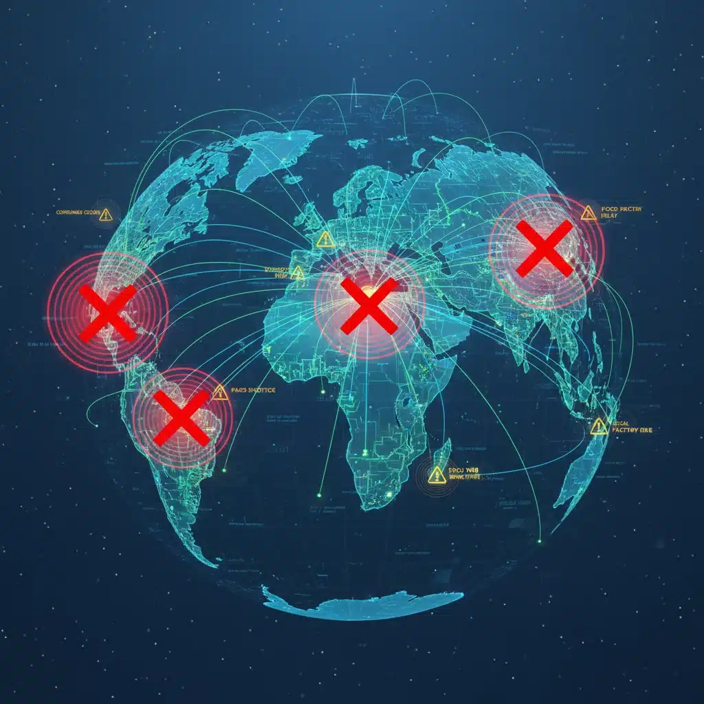 Global supply chain network illustrating international trade and potential disruptions.