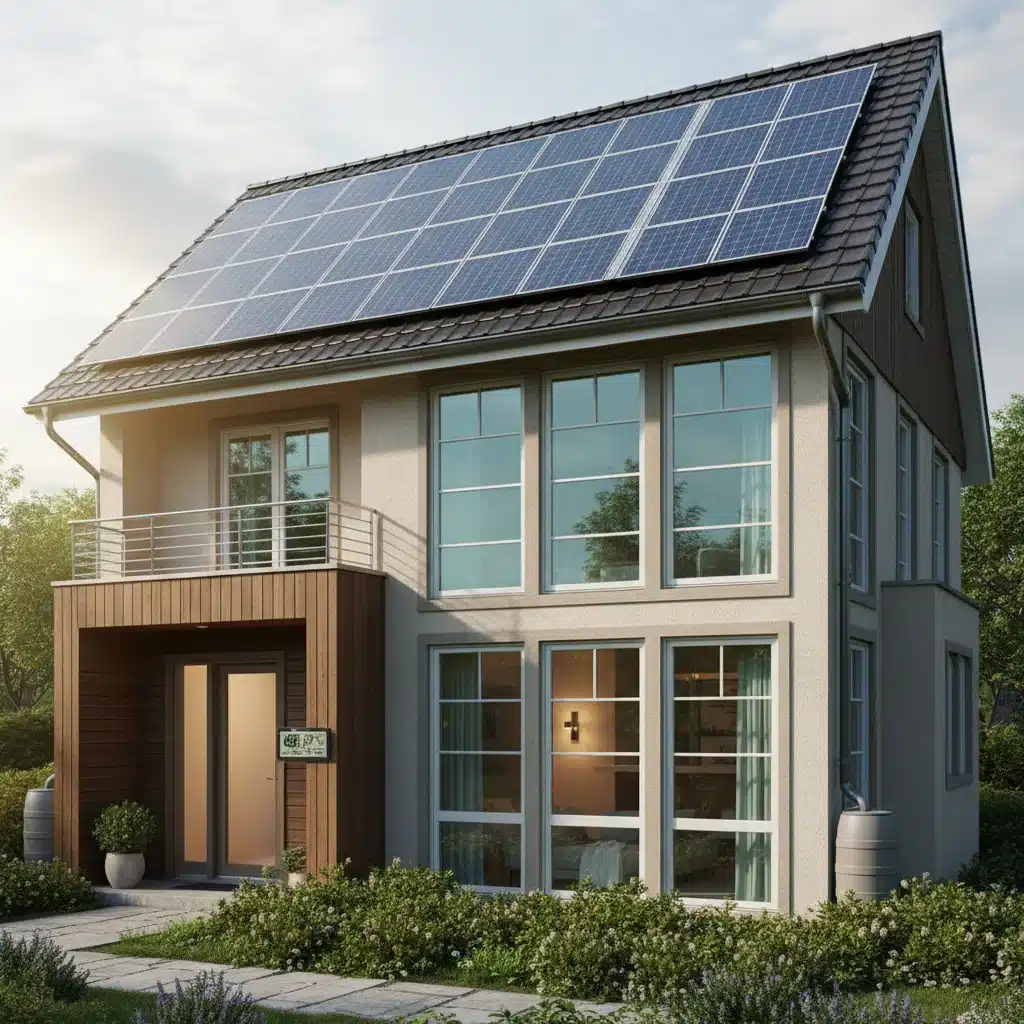 Energy-efficient home with solar panels and weatherization upgrades