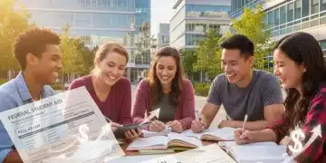 Students on campus with federal student aid documents