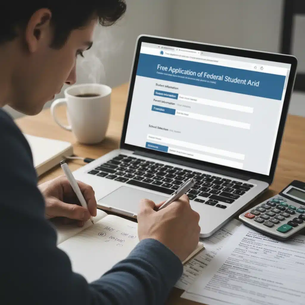 Person completing FAFSA form on laptop