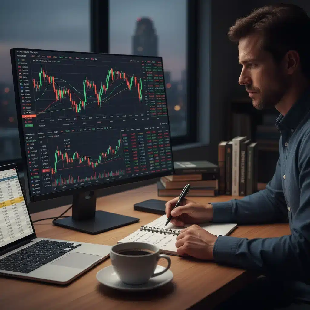 Investor analyzing stock market data and financial charts