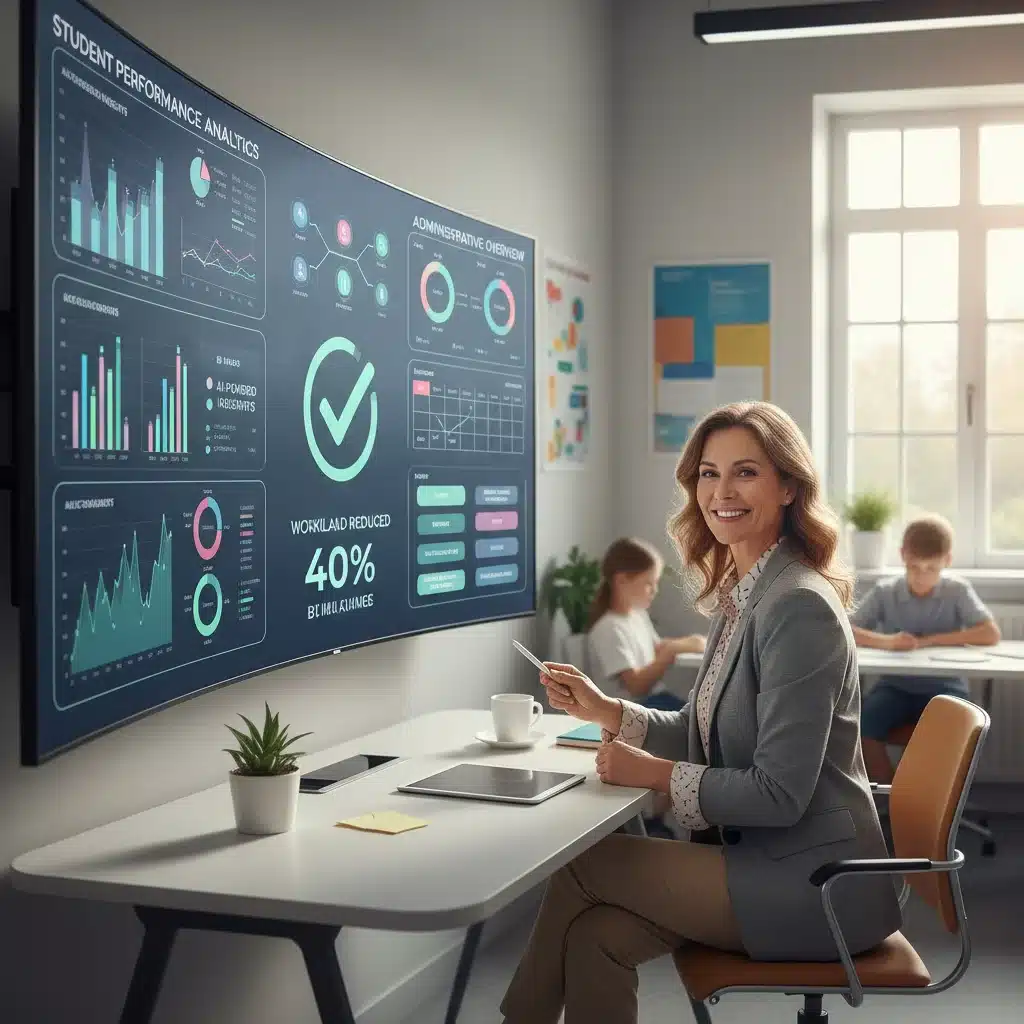 Teacher analyzing AI-powered administrative and performance data